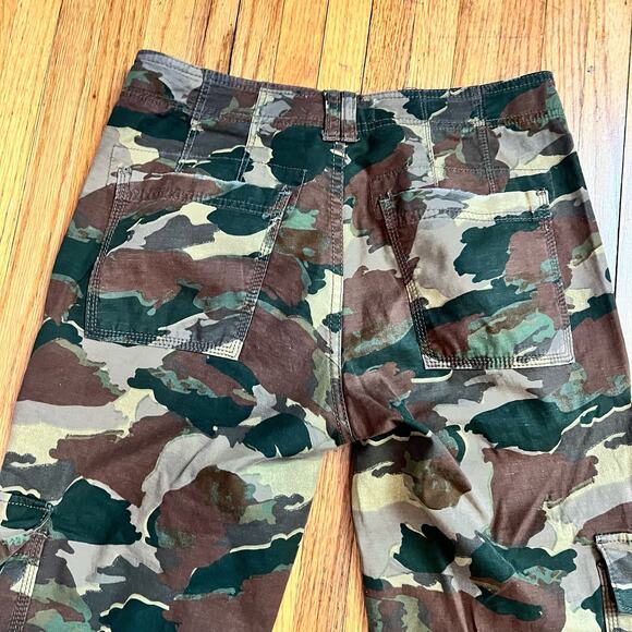 Anthropologie Pants Womens 25 Camo Linen Blend Cargo Pocket Green - Picture 5 of 12